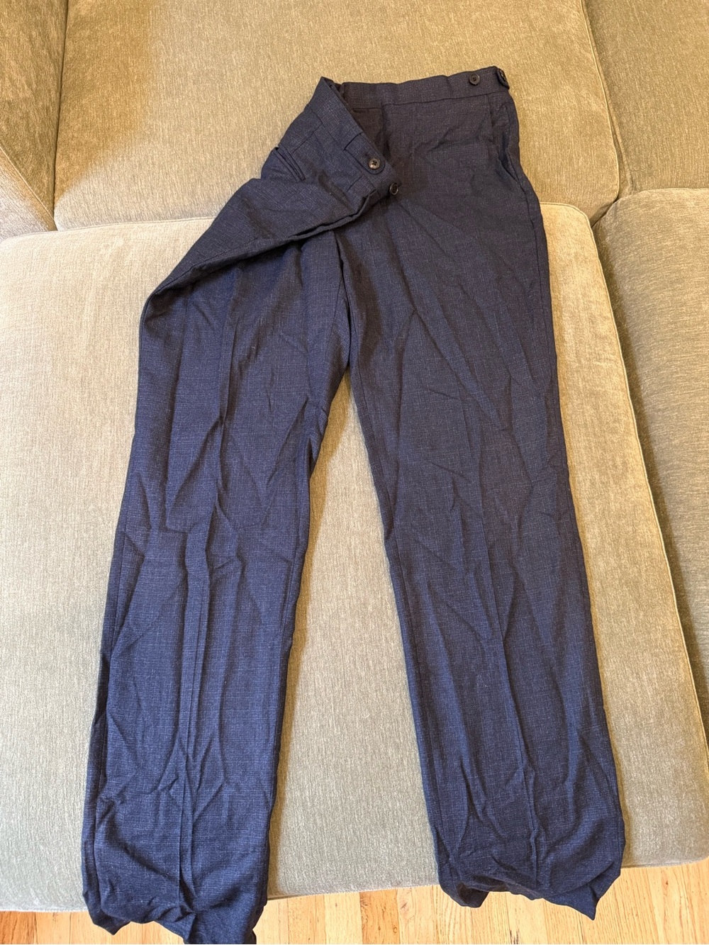 Reiss Men's Dark Navy Adjustable Dress Trousers